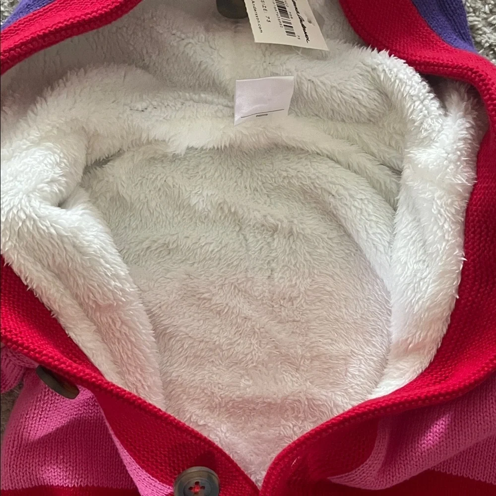 NEW Hanna Andersson Bright Basics Sherpa Colorful Striped Hooded Cardigan 12-18m